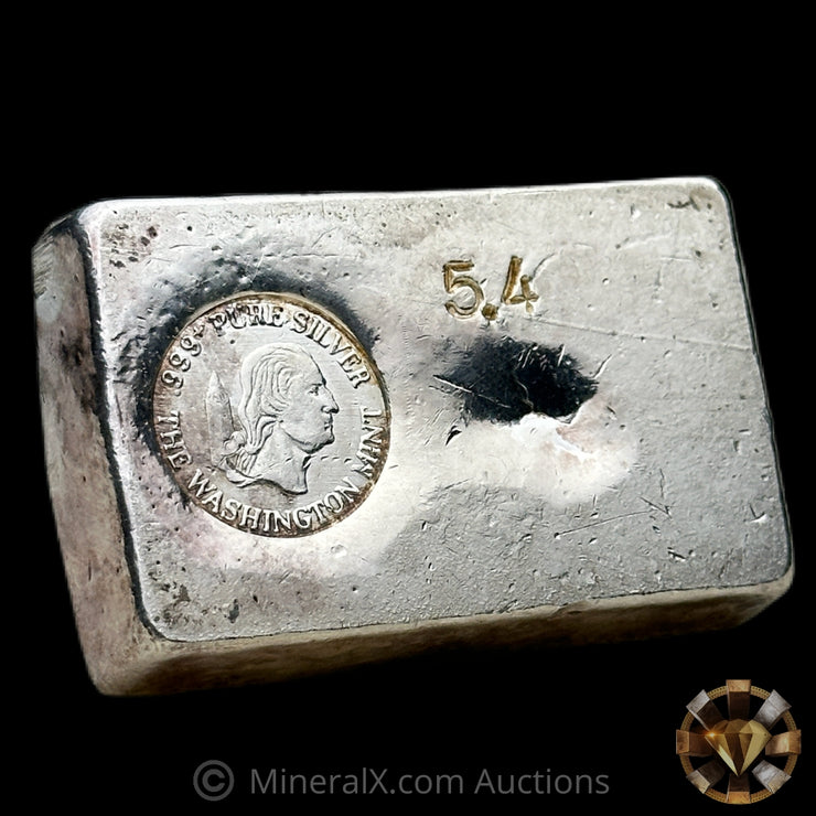 5.4oz The Washington Mint Odd Weight Rare Small Logo Vintage Silver Bar