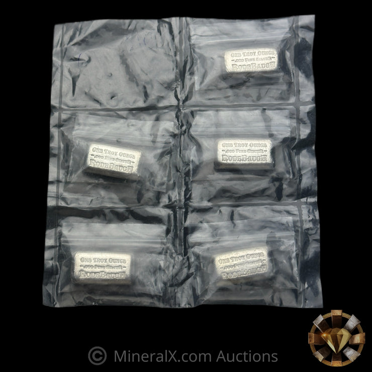 x5 1oz Rodebaugh Silver Bar Lot