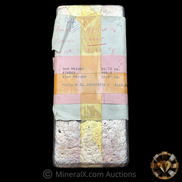 x2 100oz Class (110.37oz & 93.72oz) Authentic United States SF Assay Office At San Francisco Mint Vintage Silver Ingot Bar Lot (204.09oz Total)