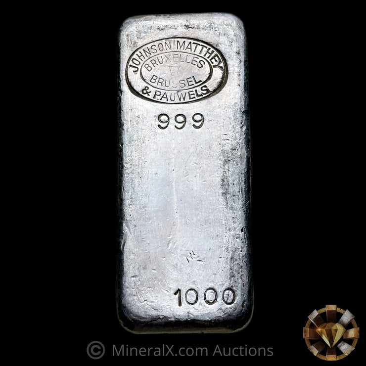 1000g (Kilo) Johnson Matthey JM & Pauwels Bruxelles Brussel Vintage Silver Bar