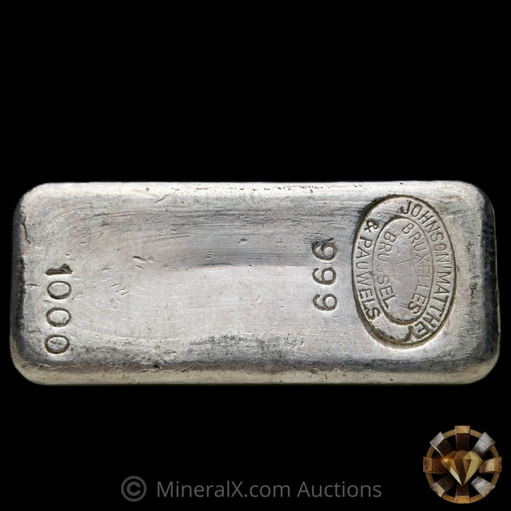 1000g (Kilo) Johnson Matthey JM & Pauwels Bruxelles Brussel Vintage Silver Bar