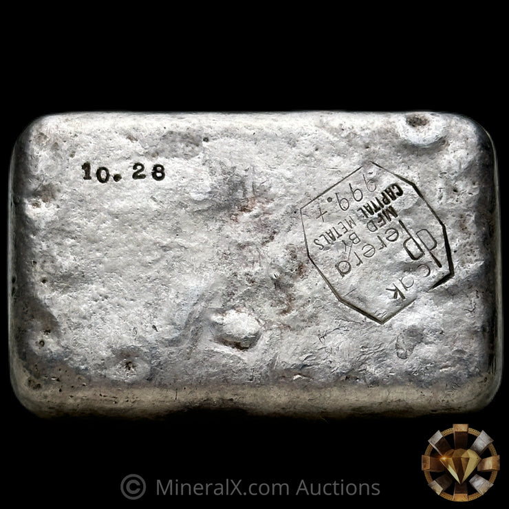 10.28oz Deak Perera Rare Small Font Serial Variety MFD By Capital Metals Vintage Silver Bar With Sharp Stuck Full Hallmark