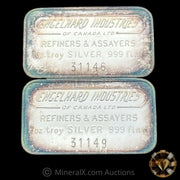 x2 1oz Engelhard Industries Vintage Silver Bar Lot