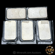 x5 1oz Engelhard Vintage Silver Bar Lot