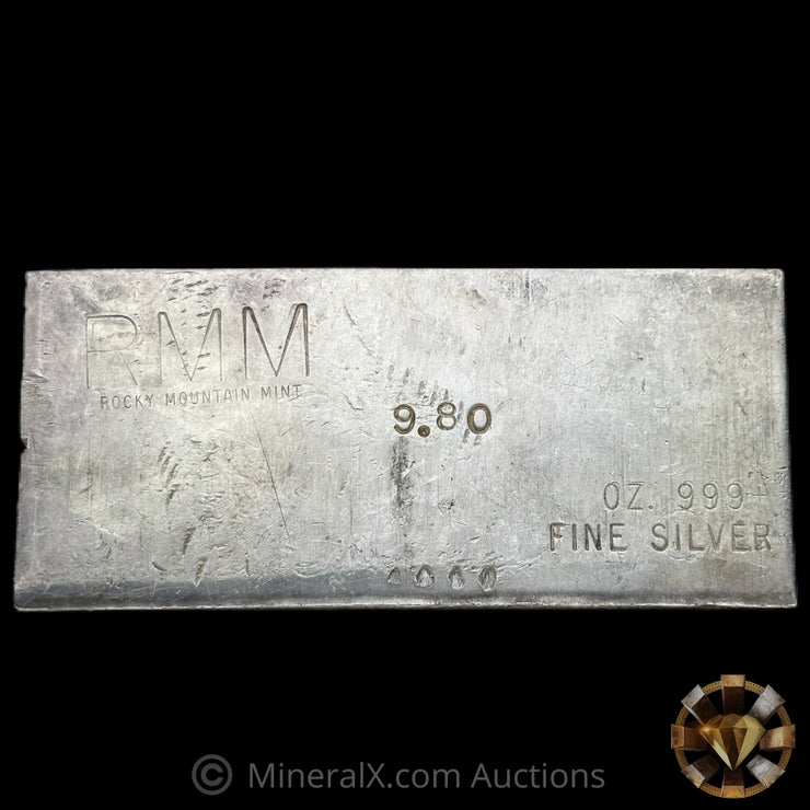 9.80oz RMM Rocky Mountain Mint Vintage Silver Bar With Unique Double Sided/Stamped Hallmark