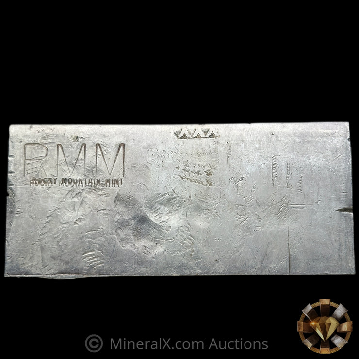 9.80oz RMM Rocky Mountain Mint Vintage Silver Bar With Unique Double Sided/Stamped Hallmark