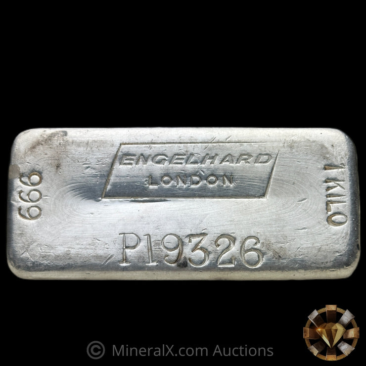 Kilo Engelhard London Landscape Variety P Prefix Vintage Silver Bar