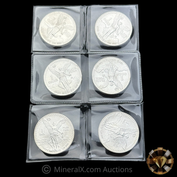 x6 1oz Mexican Libertad Silver Coin Lot (Mixed Dates)