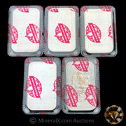 x5 1oz Engelhard Maple Leaf Red Seal Vintage Silver Bar Lot