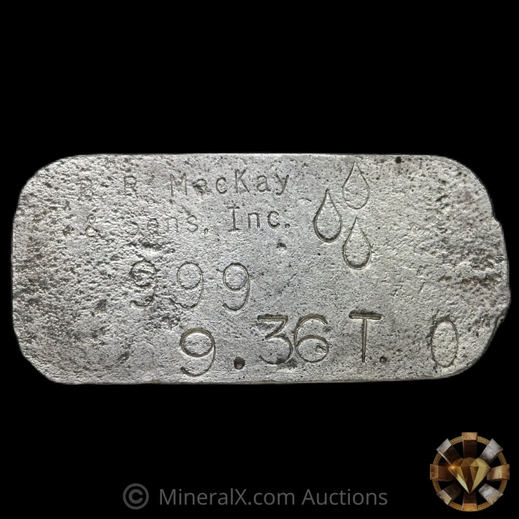 9.36oz B R MacKay Inc Vintage Silver Bar With Unique Environmental Reclamation Reverse Counterstamp