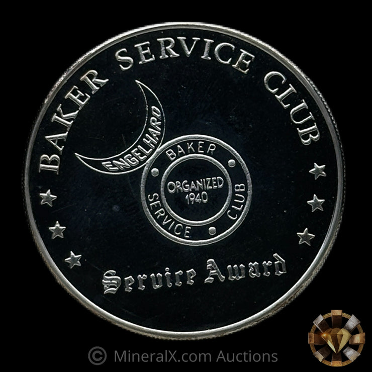 1oz Engelhard Industries Baker Service Club Service Award Bull Logo Vintage Silver Coin