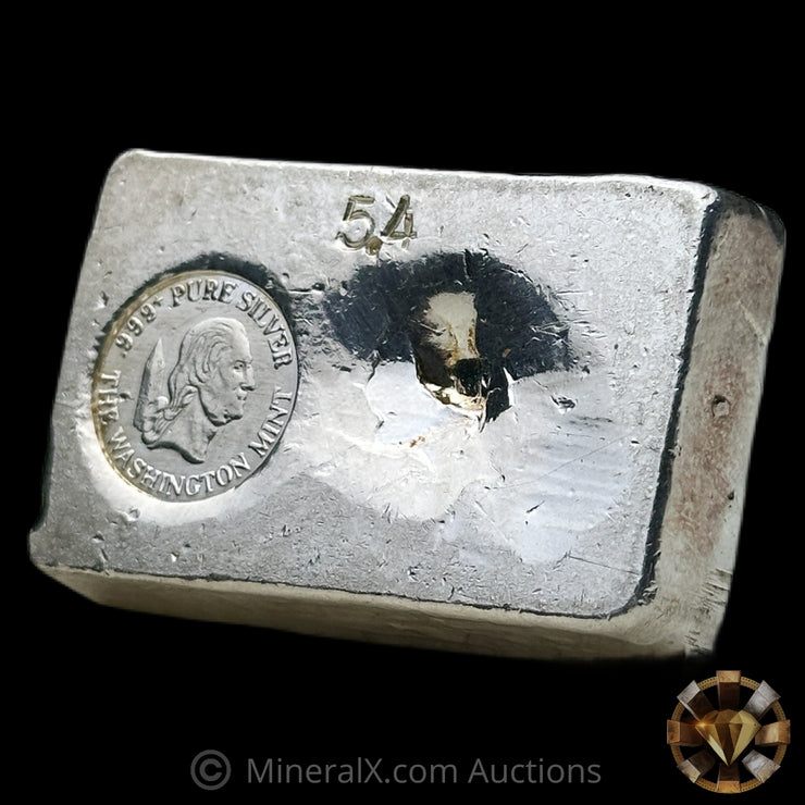 5.4oz The Washington Mint Odd Weight Rare Small Logo Vintage Silver Bar