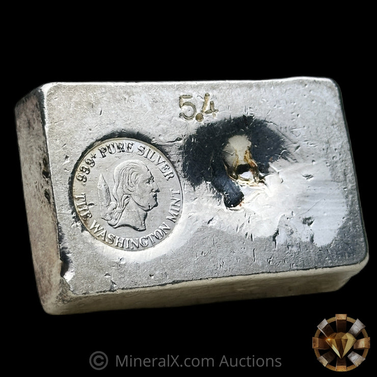 5.4oz The Washington Mint Odd Weight Rare Small Logo Vintage Silver Bar