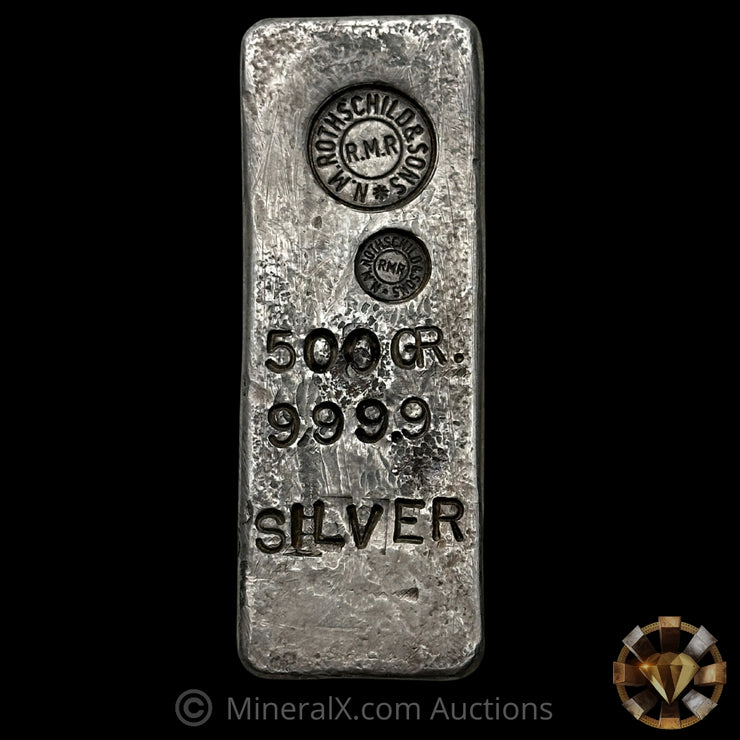 500g N.M. Rothschild & Sons RMR Vintage Silver Bar