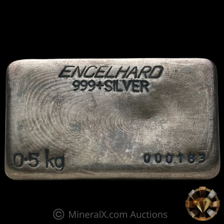 0.5kg (1/2 Kilo) Engelhard Australia Vintage Silver Bar With Low Serial & Blue Velvet Presentation Case