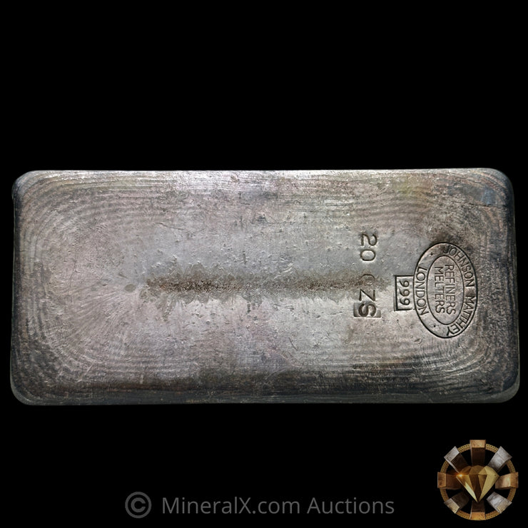 20oz Johnson Matthey London Refiners Melters Vintage Silver Bar With Defined Waffleback Reverse