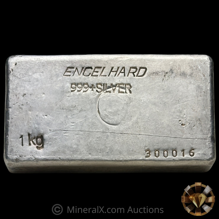 Kilo Engelhard Australia Reverse Stamp Vintage Silver Bar With Rare SILEC Counterstamp