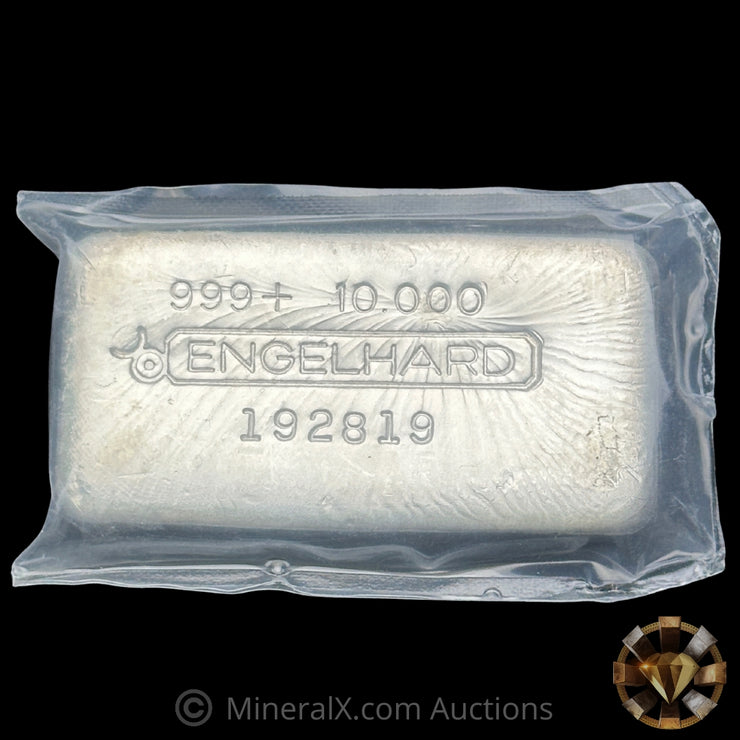10oz Engelhard Bull Logo Vintage Silver Bar With Unique Linen Back Reverse