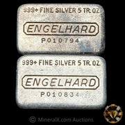 x2 5oz Engelhard P Loaf Vintage Silver Bar Lot