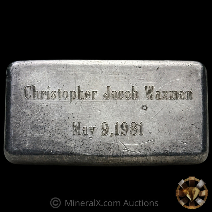 5oz Engelhard Bull Logo Vintage Silver Bar With 1981 Dated Reverse Inscription