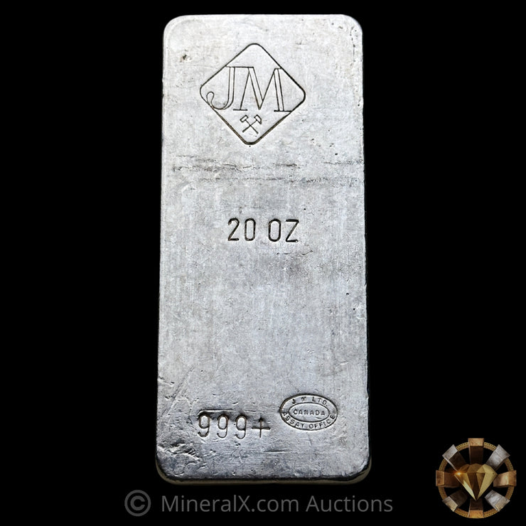 20oz JM Johnson Matthey Reverse Stamp Vintage Silver Bar
