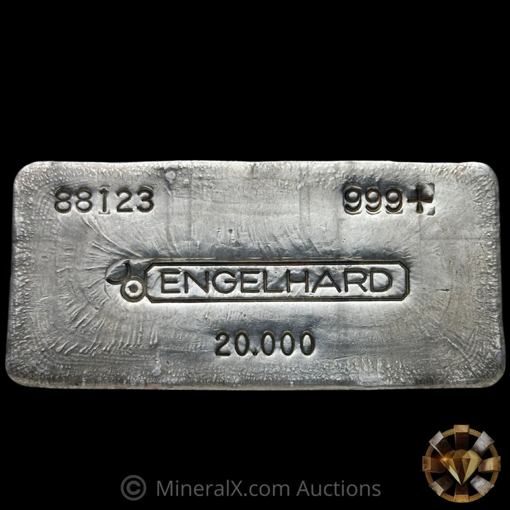20oz Engelhard 3rd Series Bull Logo Flipped Serial Vintage Silver Bar