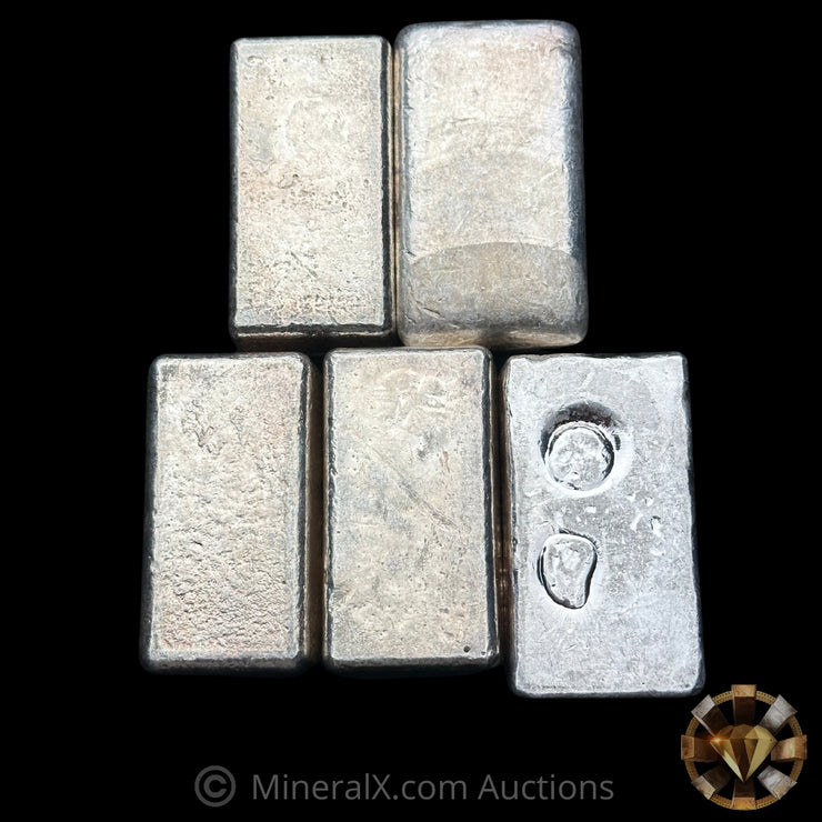 x5 10oz JM Johnson Matthey Vintage Silver Bar Collection Of All Different Varieties (50oz Total)