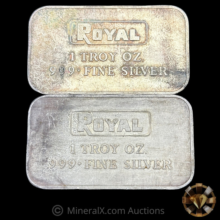 x2 1oz Royal Made By Engelhard Vintage Silver Bar Lot