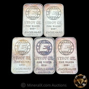 x5 1oz Engelhard Australia Vintage Silver Bar Lot