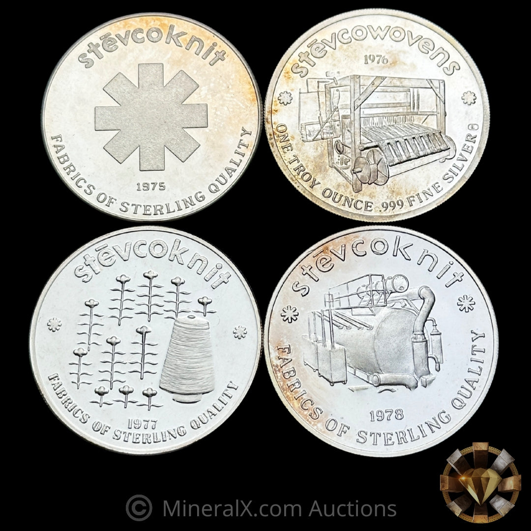 x4 1oz 1975-78 Engelhard Stevcoknit / Stevcowovens Vintage Silver