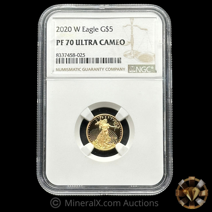 1/10oz 2020-W $5 US AGE American Gold Eagle Coin NGC PF70 Ultra Cameo ...