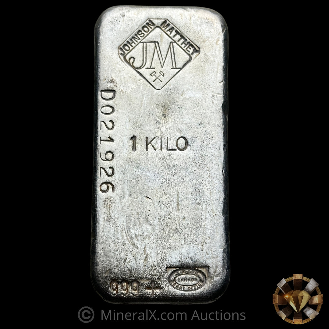 Kilo JM Johnson Matthey Left Side D Prefix Vintage Silver Bar – MineralX