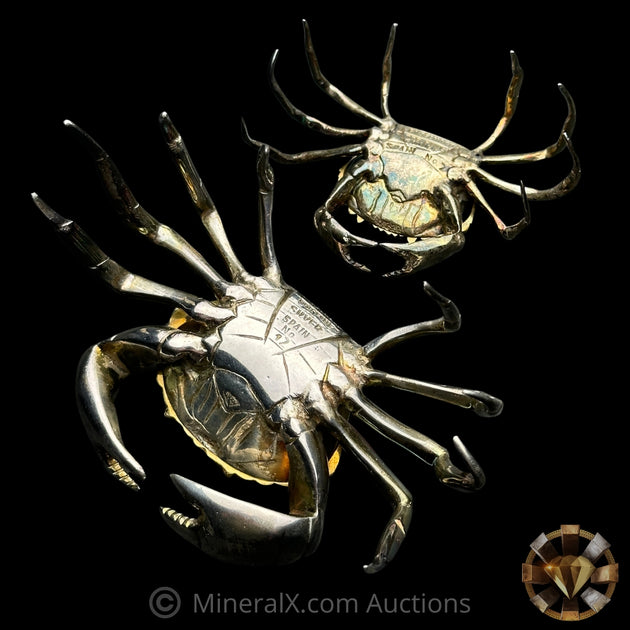 6.52oz & 1.68oz Engelhard Spain Exceedingly Rare Crab 999 Pure Silver ...