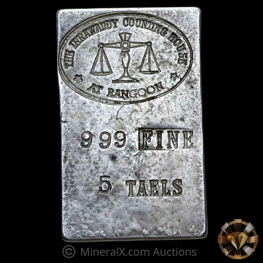 5Taels The Irrawaddy Counting House At Rangoon Vintage Silver Bar ...