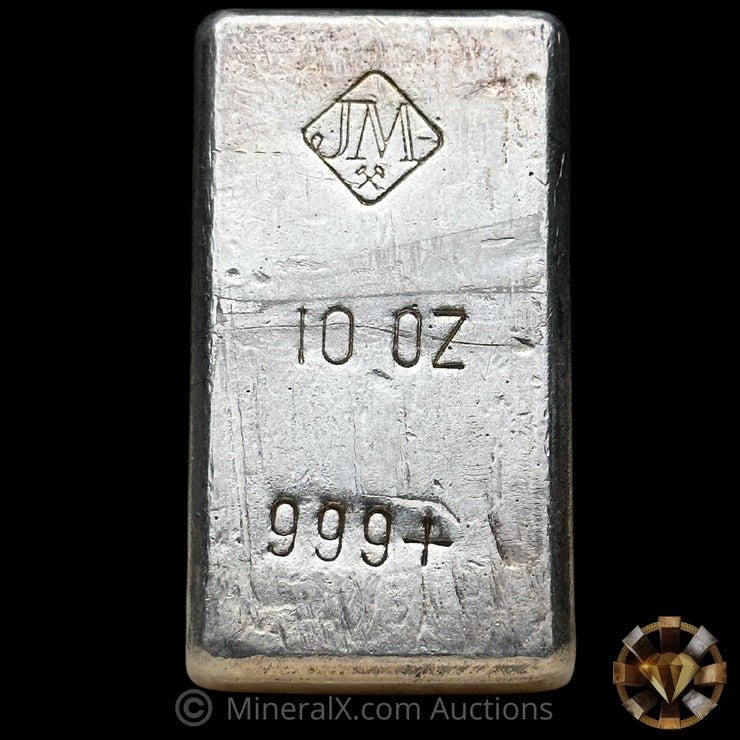 10oz Johnson Matthey JM Reverse Stamp Vintage Silver Bar