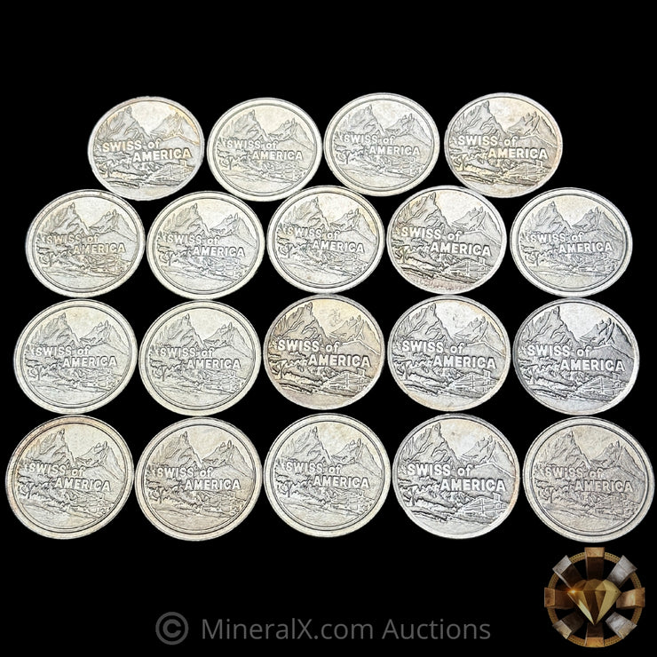 x19 1oz Swiss Of America Vintage Silver Coins