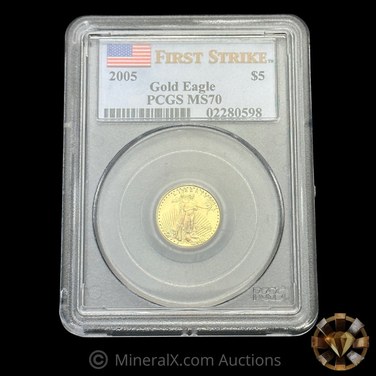 $5 1/10th PCGS MS70 First Strike 2005 US Gold Eagle