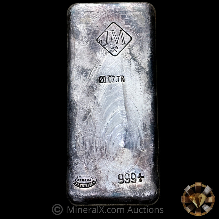 20oz TR Johnson Matthey JM Vintage Silver Bar