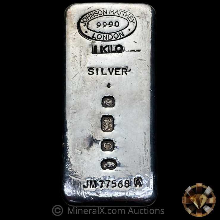 Kilo Johnson Matthey JM "Jubilee" Vintage Silver Bar with Multiple Unique London Hallmarks