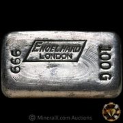 100g Engelhard London Vintage Silver Bar with Double Strike Error