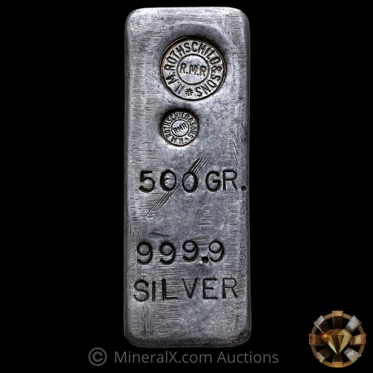 500g N.M. Rothschild & Sons RMR Vintage Silver Bar