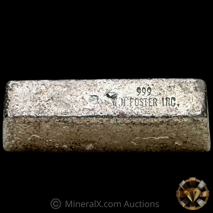 15.676oz W H Foster Vintage Silver Bar with Unique Front/Back Double Stamped Hallmark