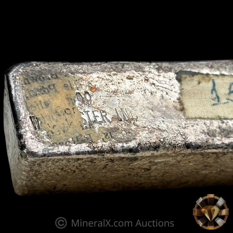 15.676oz W H Foster Vintage Silver Bar with Unique Front/Back Double Stamped Hallmark