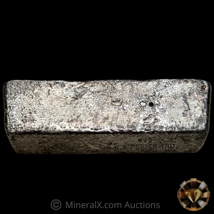 15.676oz W H Foster Vintage Silver Bar with Unique Front/Back Double Stamped Hallmark