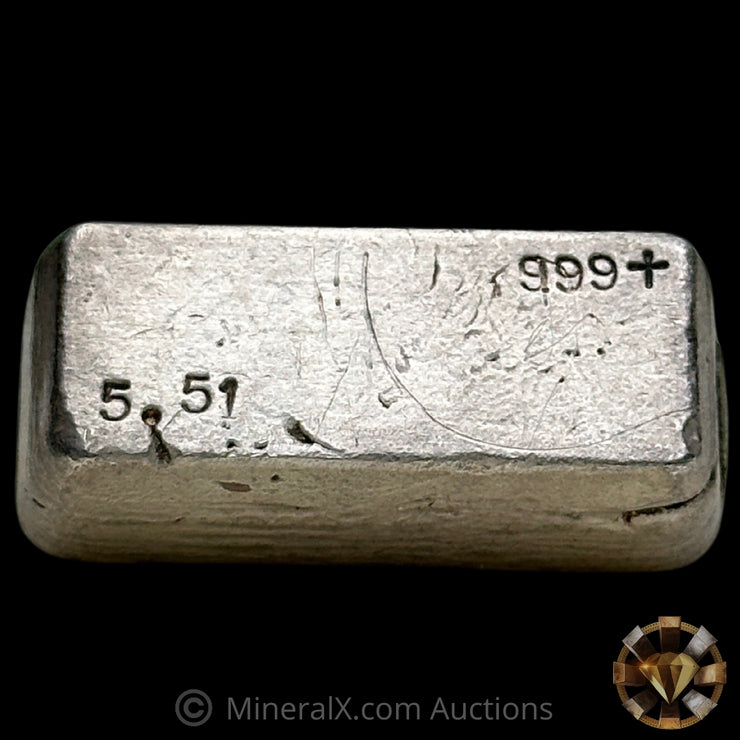 5.51oz No Hallmark Vintage Silver Bar