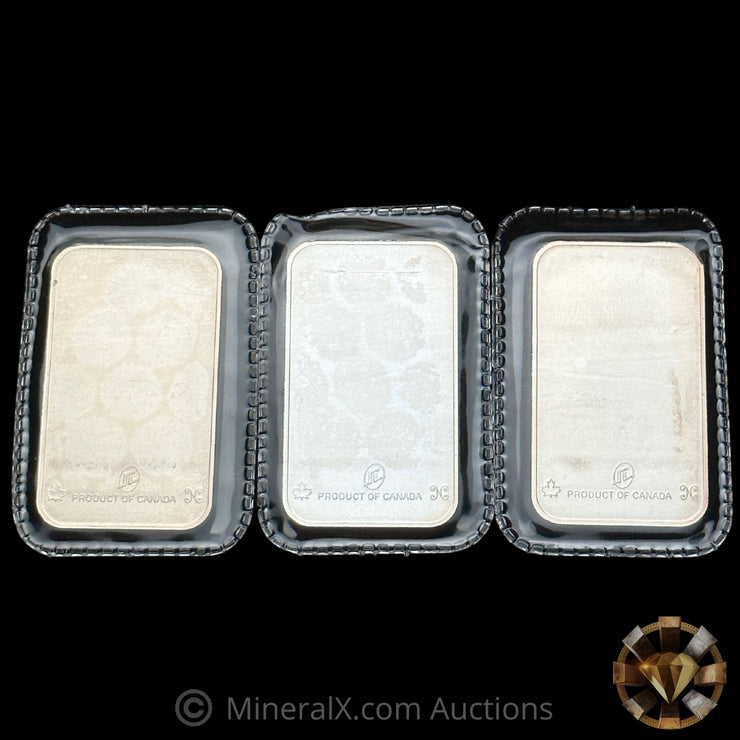 x3 1oz National Refiners Assayers Sequential Vintage Silver Art Bars