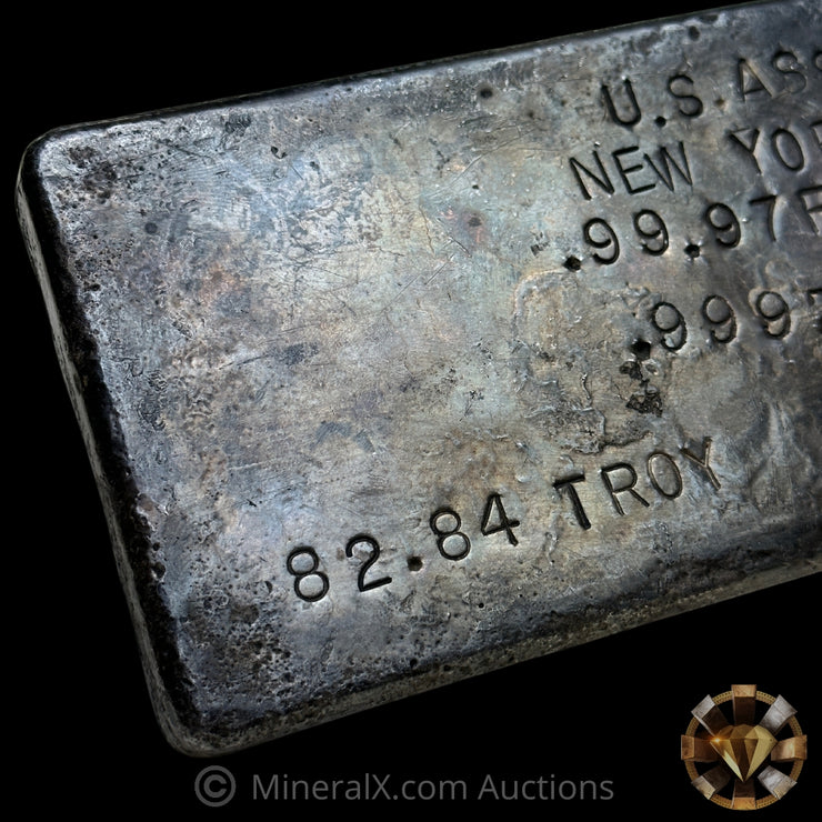 82.84oz 1968 US Assay Office New York Odd Weight Vintage Poured Silver Bar