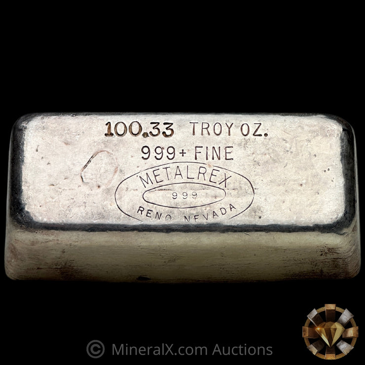 100.33oz Metalrex Reno Nevada Vintage Silver Bar