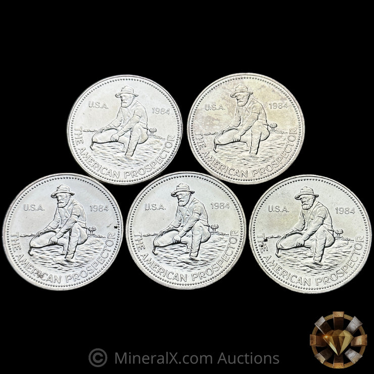 x5 1oz 1984 Engelhard Prospector Vintage Silver Coins