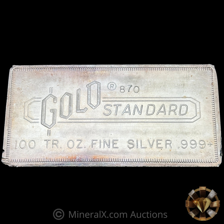 100oz Engelhard Gold Standard Corporation 2nd Series Decorative Pressed Vintage Silver Bar